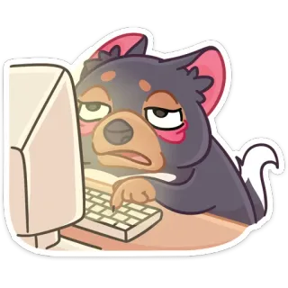 💻 Hund, Computer, Tastatur, müde, Cartoon, Tier, Büro, Arbeit whatsapp sticker