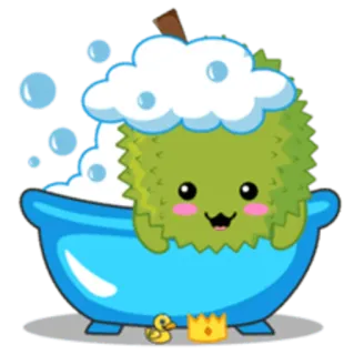 🛀 durian, owoc, wanna, słodki, kawaii, piana, bańka, kaczka, korona telegram sticker