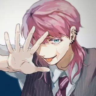 😀 anime, manga, pink hair, suit, character, art telegram sticker
