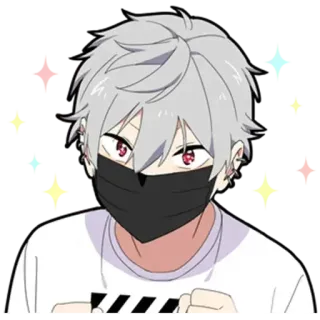 😍 アニメ, キャラクター, マスク, 白髪, 赤い目 whatsapp sticker