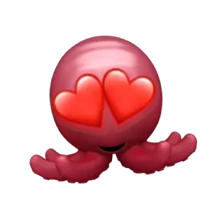 🐙 emoji, corações, amor, fofo, vermelho telegram sticker