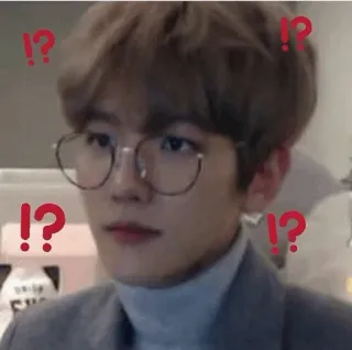 🌻 personne, points d'interrogation, lunettes, confus, kpop, surprise telegram sticker
