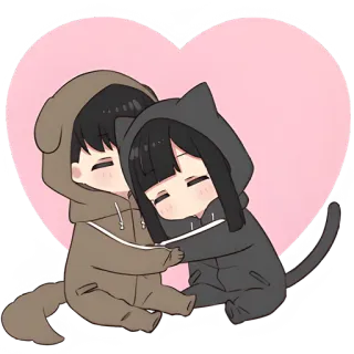❤️ アニメ, カップル, 可愛い, かわいい, ハグ, 猫, 犬 whatsapp sticker