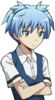 🙁 Nagisa Shiota Assassination Classroom Anime, Manga, Personaggio, capelli blu, Nagisa, Assassination Classroom telegram sticker