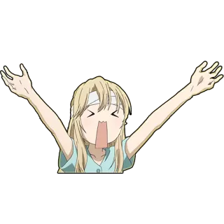 😣 anime, adesivo, cartone animato, ragazza, eccitata, felice, festa telegram sticker