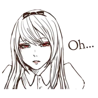 😒 Oh... anime, girl, sad, pensive, oh telegram sticker