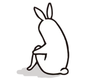 🐇 lapin, lapinou, animal, blanc, assis, simple telegram sticker