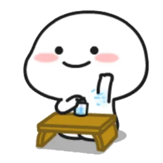 💦 Cartoon, Figur, Niedlich, Flasche, Schreibtisch, Person telegram sticker