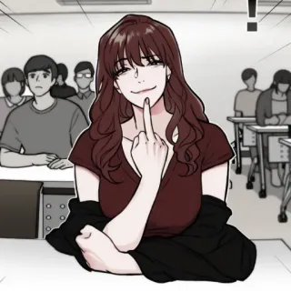 🕯 środkowy palec, obraźliwy gest, kobieta, klasa telegram sticker