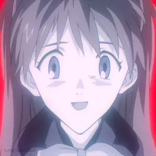 ☺️ Asuka Langley Soryu Neon Genesis Evangelion Anime, Dibujo animado, Retrato, Sonrisa, Chica telegram sticker