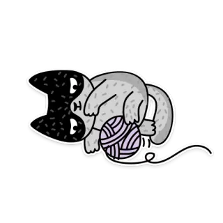 🐭 고양이, 새끼 고양이, 털실, 털실 뭉치, 귀여운, 동물, 애완 동물 telegram sticker