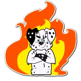 🔥 perro, dálmata, dibujo animado, fuego, lindo, animal, pegatina whatsapp sticker