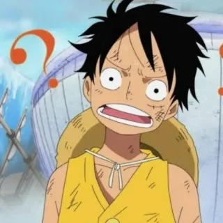 🙄 Monkey D. Luffy One Piece モンキー・D・ルフィ, ワンピース, アニメ, 漫画, 麦わら帽子, クエスチョンマーク telegram sticker