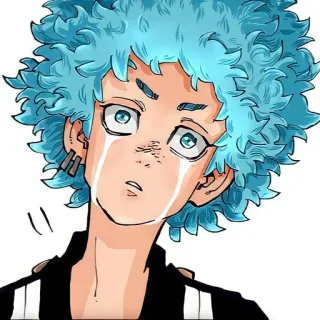 😭 аниме, манга, грустный, плачет, голубые волосы, серьги telegram sticker