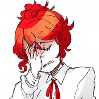 😩 Anime, Traurig, Weinend, Rote Haare, Cartoon whatsapp sticker