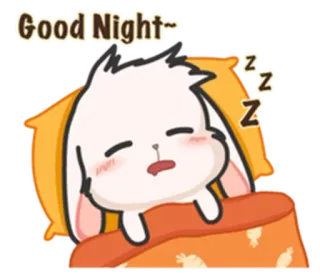 ⚪️ Good Night~ coniglio, coniglietto, dormire, buona notte, sonno, carino, cartone animato telegram sticker