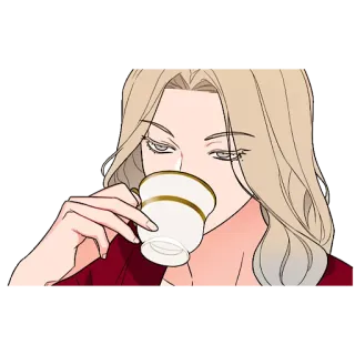 ☕️ 여자, 차, 컵, 금발, 마시는, 차분한, 편안한, 홀짝 telegram sticker