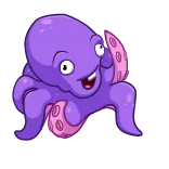 👋 ośmiornica, stworzenie morskie, kreskówka, fioletowy, różowy telegram sticker