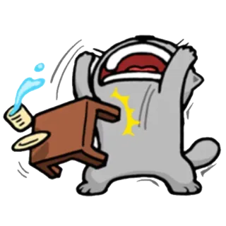 😤 Katze, Tisch, Unfall, verärgert, lustig, Cartoon telegram sticker