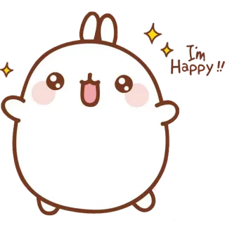 😁 I'm Happy!! happy, cartoon, cute, bunny, molang telegram sticker