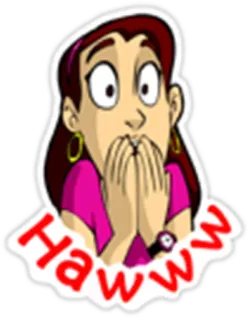 🤓 Hawww Cartone animato, Donna, Sorpresa, Hawww, Adesivo, Scioccata, Spaventata telegram sticker