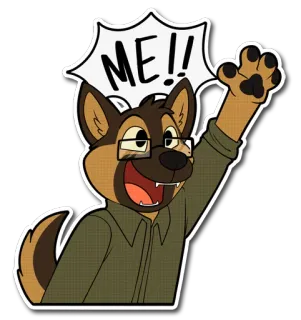 👋 ME!! anthropomorph, Hund, Tier, Cartoon, Brille telegram sticker