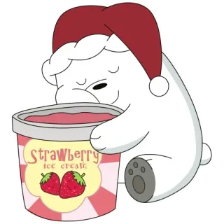 🍧 Strawberry ice cream urso, sorvete, morango, desenho animado, fofo, doce, comida, sobremesa telegram sticker
