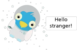 👽 Hello stranger! astronauta, pássaro, espaço, saudação, amigável, olá telegram sticker