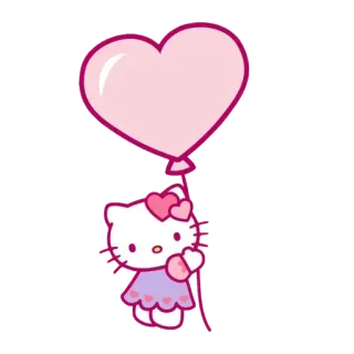 🤍 Hello Kitty hello kitty, каваий, милый, сердце, шарик, мультфильм telegram sticker