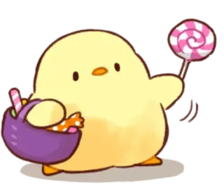🤩 pollito, chupete, caramelo, halloween, lindo, animal, pájaro whatsapp sticker