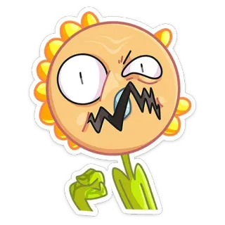😡 flor, dibujo animado, enojado, expresión, divertido, personaje whatsapp sticker
