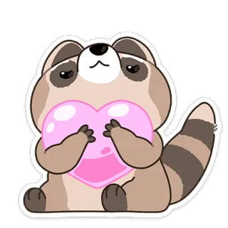 🥰 rakun, hati, imut, binatang, kartun whatsapp sticker