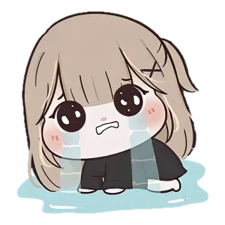 🐼 Anime, Sedih, Menangis, Kawaii, Chibi, Kartun, Stiker telegram sticker