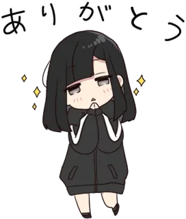 👣 ありがとう 감사합니다, 애니메이션, 소녀, 반짝이, 귀여운, 일본어, 감사 telegram sticker