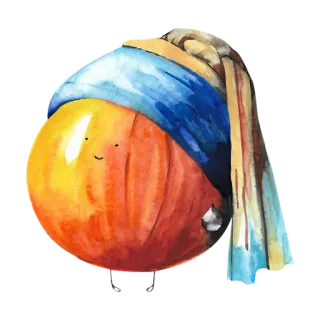 💙 Kunst, Gemälde, Perlenohrring, Johannes Vermeer, Aquarell telegram sticker