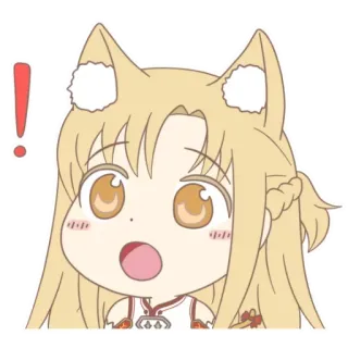🐱 Asuna Sword Art Online Anime, Kawaii, Schattig, Verrast, Uitroep whatsapp sticker