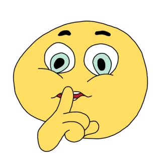 🤫 Emoji, Psiu, Silêncio, Quieto, Desenho animado, Dedo, Lábios whatsapp sticker