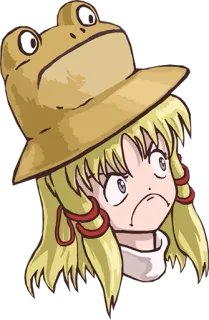 ☹️ Anime, Kartun, Gadis, Topi katak, Marah telegram sticker