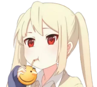 🍹 Anime, Fille, Personnage, Boire, Smiley, Illustration whatsapp sticker
