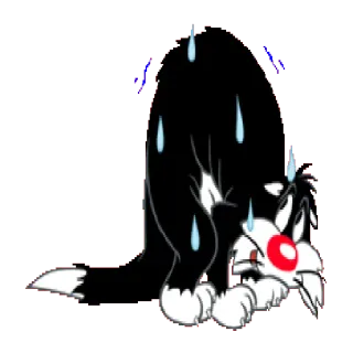 😰 Sylvester мультик, кот, потеет, в стрессе, уставший telegram sticker