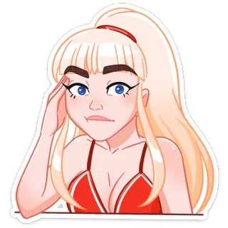 😐 mujer, rubia, dibujo animado, chica, ilustración, personaje telegram sticker