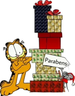 🎁 Garfield Parabens Garfield, gato, desenho animado, presente, natal, feriado telegram sticker