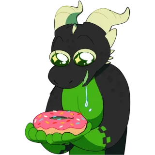 🍩 dragon, donut, dessin animé, mignon, doux, kawaii telegram sticker