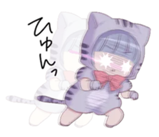 🤩 Anime, Kawaii, Kot, Uroczy, Ilustracja, Naklejka telegram sticker