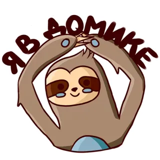 😉 Я В ДОМИКЕ bicho-preguiça, fofo, animal, desenho animado, escondido whatsapp sticker