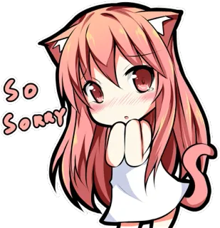 😓 SO SORRY Anime, Chica gato, Lo siento, Lindo, Disculpa, Dibujo animado, Kawaii whatsapp sticker
