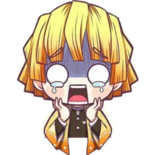 ⚡️ Zenitsu Agatsuma Demon Slayer เซ็นอิทสึ, ดาบพิฆาตอสูร, อนิเมะ, จิบิ, ร้องไห้, กลัว, คาวาอี้, กังวล telegram sticker