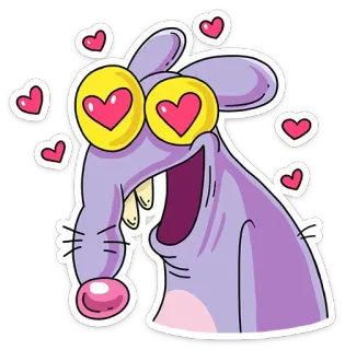 😍 dessin animé, amour, coeurs, animal, yeux, autocollant telegram sticker