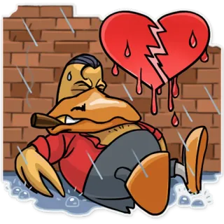 😞 アヒル, 失恋, 悲しい, 葉巻, 漫画 telegram sticker