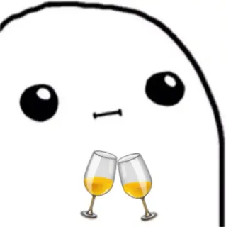 😐 мультфильм, ура, праздник, тост, напиток, вино, бокалы whatsapp sticker